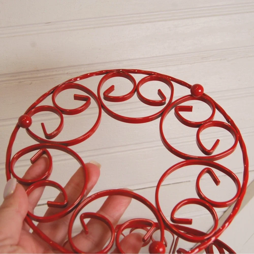 Wrought Iron Tea Light‎ Warmer Vintage Red Japanese Footed